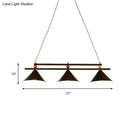 GobekUsa Black/Red Industrial Cone Shade Ceiling Pendant with 3 Metal Heads and Billiard Ball Deco