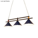 GobekUsa Black/Red Industrial Cone Shade Ceiling Pendant with 3 Metal Heads and Billiard Ball Deco
