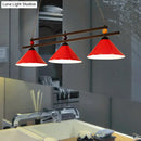 GobekUsa Black/Red Industrial Cone Shade Ceiling Pendant with 3 Metal Heads and Billiard Ball Deco