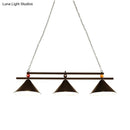 GobekUsa Black/Red Industrial Cone Shade Ceiling Pendant with 3 Metal Heads and Billiard Ball Deco