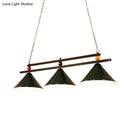 GobekUsa Black/Red Industrial Cone Shade Ceiling Pendant with 3 Metal Heads and Billiard Ball Deco