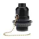 Black ridged bakelite e27 bulb holder with switch bedroom light socket by Decorbites