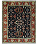 Black, Rust and Beige 8x10 Traditional Oriental Hand Knotted Wool Area Rug