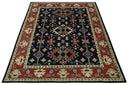 Black, Rust and Beige 8x10 Traditional Oriental Hand Knotted Wool Area Rug