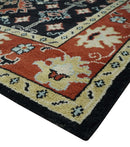 Black Rust and Beige Traditional Oriental Hand Knotted Wool Area Rug