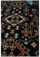 Black Rust and Beige Traditional Oriental Hand Knotted Wool Area Rug