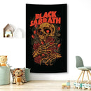 Black sabbath skull wall tapestry bedroom rock decor by Decorbites