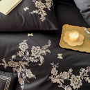 GobekUsa Egyptian Cotton Flowers Embroidery Bedding Set in Black, Red, and Khaki