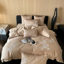 GobekUsa Egyptian Cotton Flowers Embroidery Bedding Set in Black, Red, and Khaki