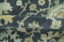 Black, Silver and Olive Oushak Hand Knotted Custom Made Wool Rug