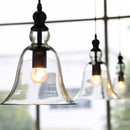 GobekUsa Black Single Ceiling Pendant Lamp Rustic Bell Clear Glass Suspended Lighting Fixture