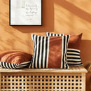 Black stripe faux leather pillow cover living room decor by Decorbites