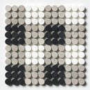 Black, Thala Gray, Bianco Dolomiti Honed Penny Round Plaid 1 Marble Mosaics 9 27/32x9 27/32