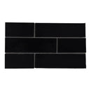 Black Vinyl Glossy Glazed Terracotta Tiles 2 1/8x7 1/2