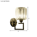 GobekUsa Black Wall-Mounted Crystal Sconce with Contemporary Cylindrical Design