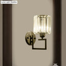 GobekUsa Black Wall-Mounted Crystal Sconce with Contemporary Cylindrical Design