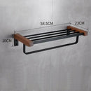 GobekUsa Black Walnut Bathroom Set: Towel Rack, Bar, Shelf, Toilet Paper Holder, Brush Stand
