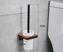 GobekUsa Black Walnut Bathroom Set: Towel Rack, Bar, Shelf, Toilet Paper Holder, Brush Stand