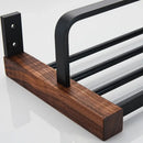 GobekUsa Black Walnut Bathroom Set: Towel Rack, Bar, Shelf, Toilet Paper Holder, Brush Stand