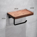 GobekUsa Black Walnut Bathroom Set: Towel Rack, Bar, Shelf, Toilet Paper Holder, Brush Stand