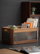 GobekUsa Black Walnut Wood Desktop Organizer Box - Multi-functional Office & Makeup Case