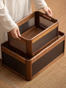 GobekUsa Black Walnut Wood Desktop Organizer Box - Multi-functional Office & Makeup Case