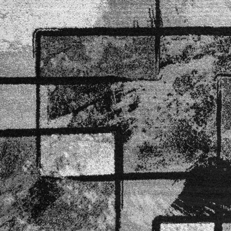 Black White Area Rug Montreal Abstract Paint Effect