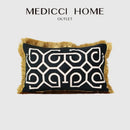 GobekUsa Geometric Fringed Lumbar Pillow Case, Luxe Sofa Pillow Cover 30x50cm