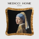 GobekUsa Geometric Fringed Lumbar Pillow Case, Luxe Sofa Pillow Cover 30x50cm