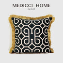 GobekUsa Geometric Fringed Lumbar Pillow Case, Luxe Sofa Pillow Cover 30x50cm