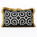 GobekUsa Geometric Fringed Lumbar Pillow Case, Luxe Sofa Pillow Cover 30x50cm