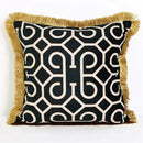 GobekUsa Geometric Fringed Lumbar Pillow Case, Luxe Sofa Pillow Cover 30x50cm