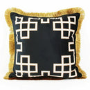 GobekUsa Geometric Fringed Lumbar Pillow Case, Luxe Sofa Pillow Cover 30x50cm
