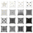 Black white & gold geometric star stripe print pillowcase bedroom decor by Decorbites