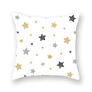 Black white & gold geometric star stripe print pillowcase bedroom decor by Decorbites