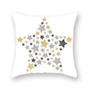 Black white & gold geometric star stripe print pillowcase bedroom decor by Decorbites