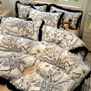 GobekUsa Black White Printed Bed Skirt Bedding Set - Cozy Skin Friendly Linens