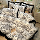 GobekUsa Black White Printed Bed Skirt Bedding Set - Cozy Skin Friendly Linens
