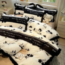 GobekUsa Black White Printed Bed Skirt Bedding Set - Cozy Skin Friendly Linens