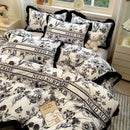 GobekUsa Black White Printed Bed Skirt Bedding Set - Cozy Skin Friendly Linens