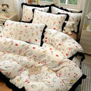GobekUsa Black White Printed Bed Skirt Bedding Set - Cozy Skin Friendly Linens