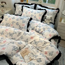 GobekUsa Black White Printed Bed Skirt Bedding Set - Cozy Skin Friendly Linens