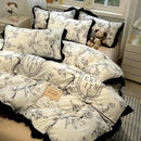 GobekUsa Black White Printed Bed Skirt Bedding Set - Cozy Skin Friendly Linens