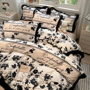 GobekUsa Black White Printed Bed Skirt Bedding Set - Cozy Skin Friendly Linens