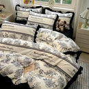 GobekUsa Black White Printed Bed Skirt Bedding Set - Cozy Skin Friendly Linens