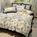 GobekUsa Black White Printed Bed Skirt Bedding Set - Cozy Skin Friendly Linens