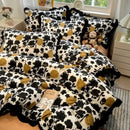 GobekUsa Black White Printed Bed Skirt Bedding Set - Cozy Skin Friendly Linens