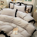 GobekUsa Black White Printed Bed Skirt Bedding Set - Cozy Skin Friendly Linens