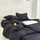 100% Cotton Black Stripe Duvet Cover Set in Various Sizes by GobekUsa