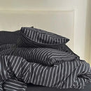 100% Cotton Black Stripe Duvet Cover Set in Various Sizes by GobekUsa